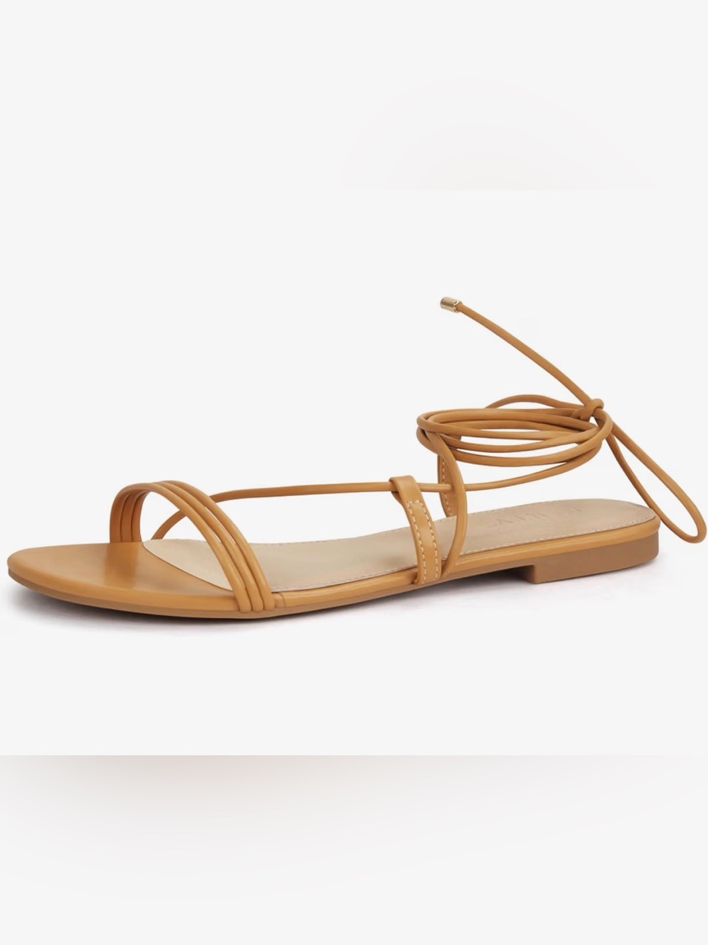 The Drop Strappy Lace Up Flat Sandals Size 8 Tan